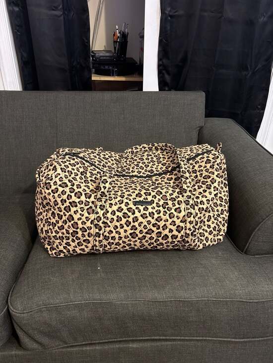 Vera Bradley Handbags - Vera Bradley Quilted Cotton Large Travel Duffel Bag Leopard Print